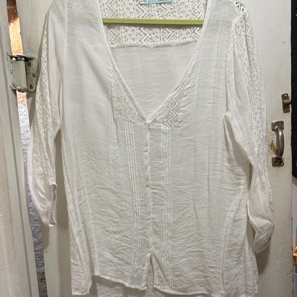Maurices White Lace Accent Blouse